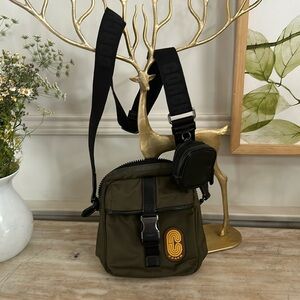 Coach Max Olive Green Nylon Crossbody Leather Pouch Phone Wallet Bag